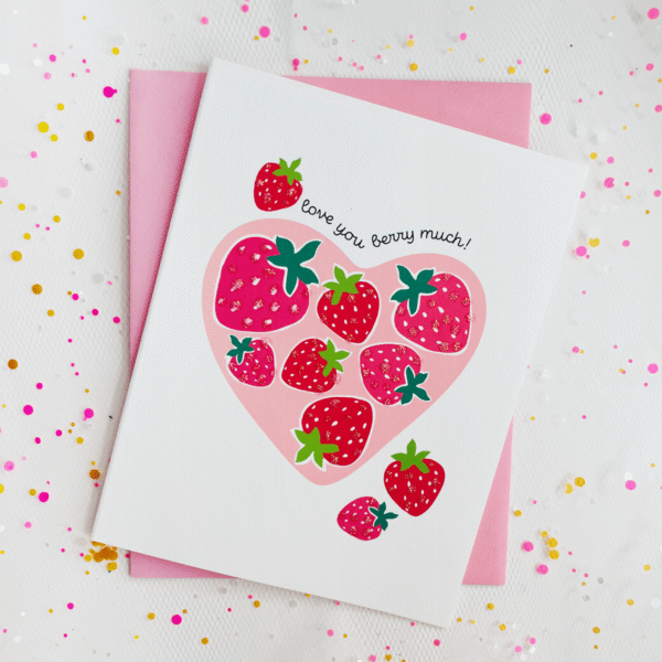 Inkfetti Strawberry Notecard (Love You Berry Much!)