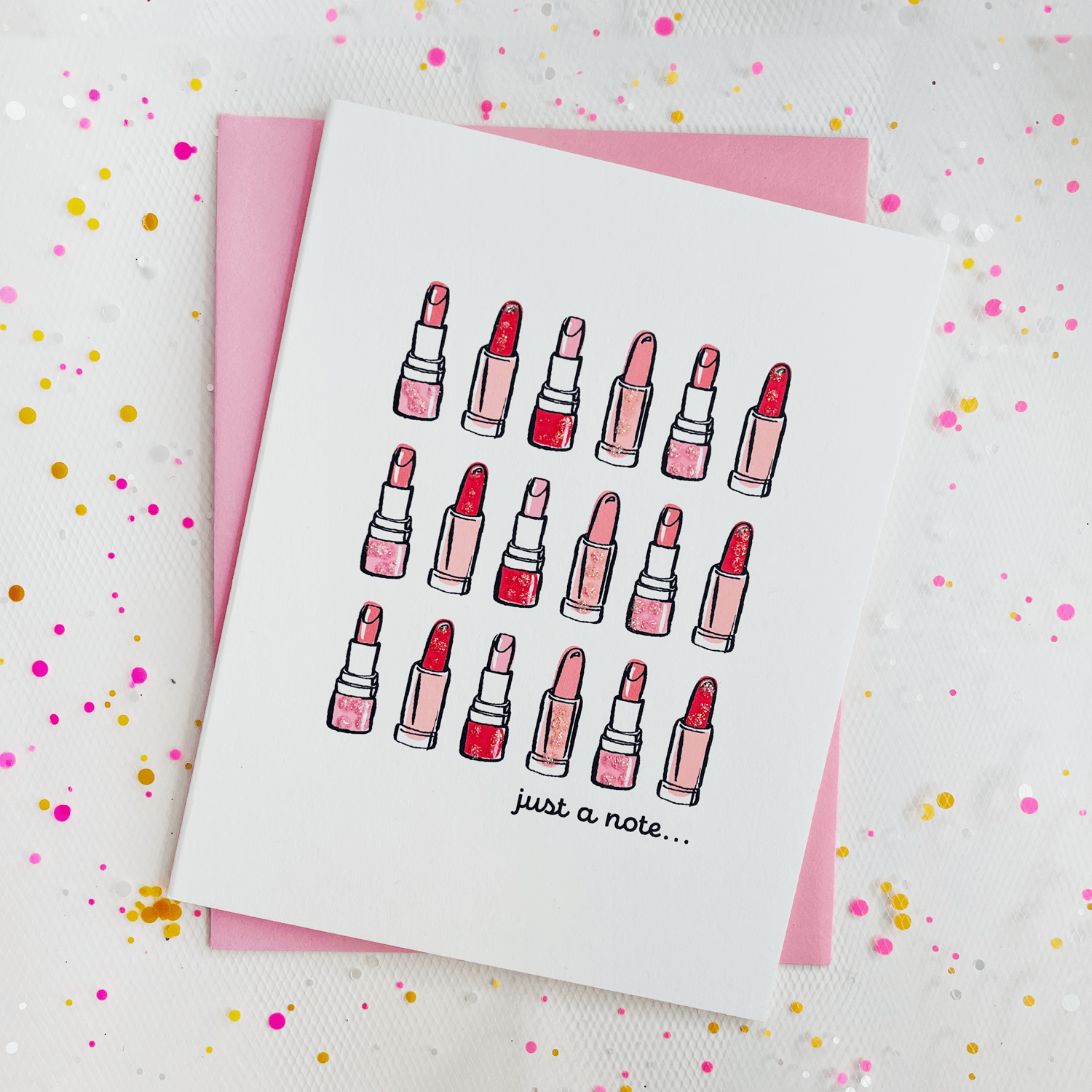 Inkfetti Lipstick Folded Notecard (Just a note)