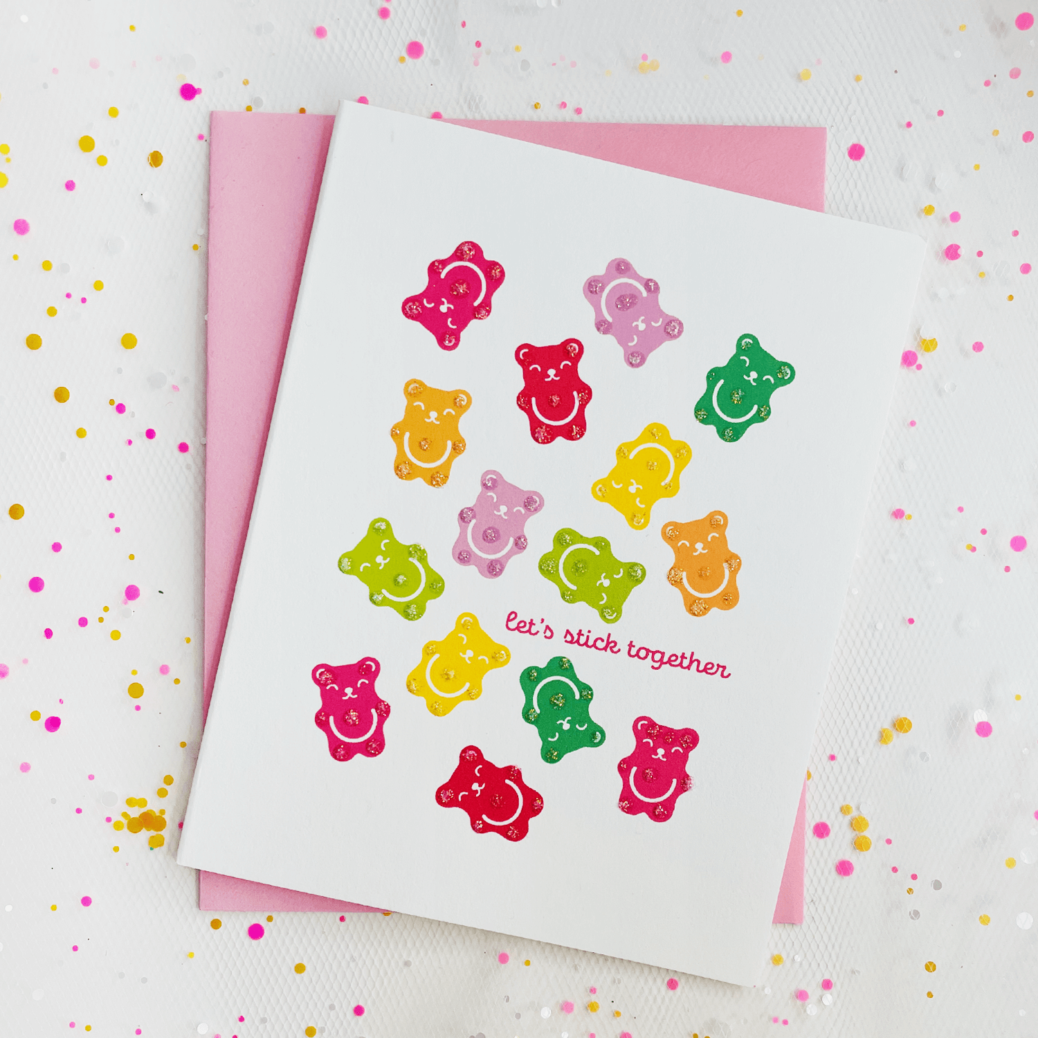 Inkfetti Gummy Bears Notecard (Let’s Stick Together)